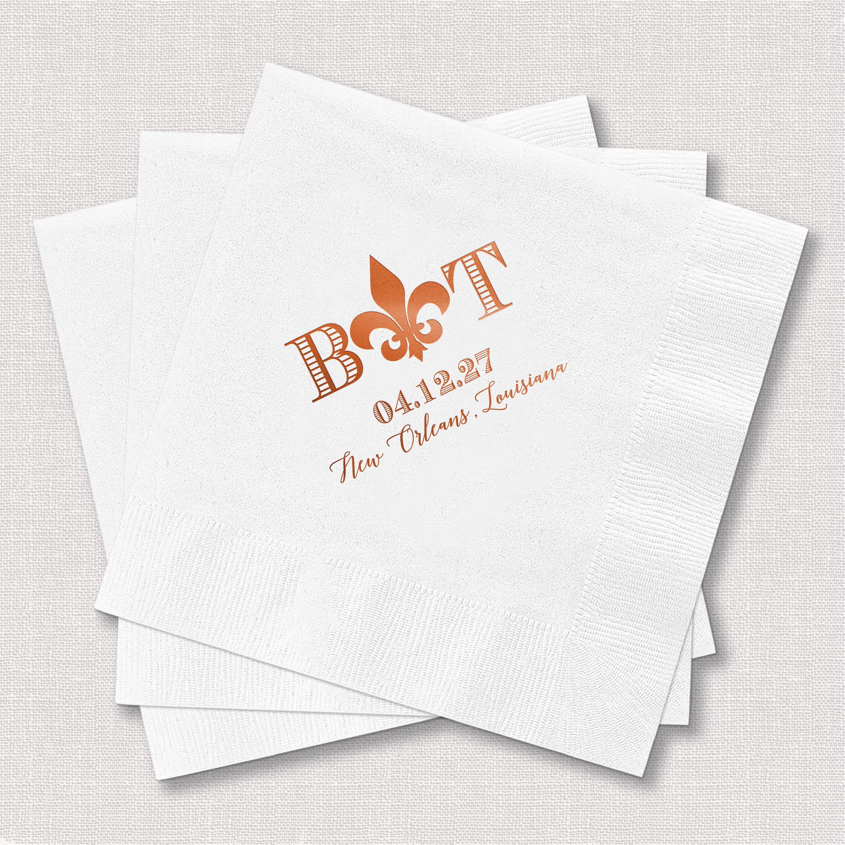 Fleur De Lis Personalized Wedding Napkins