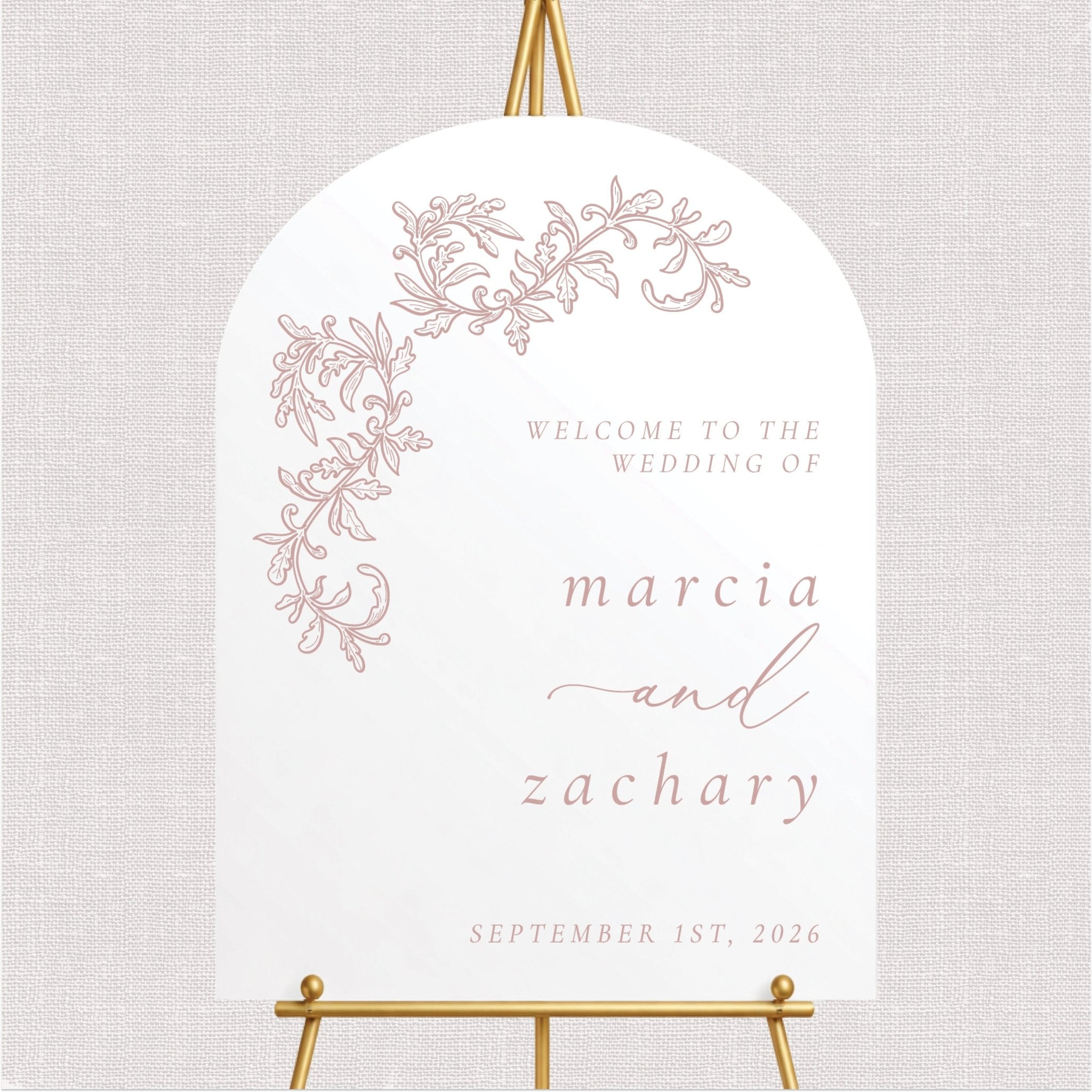 Classic Floral Wedding Sign | Romantic Script Welcome Sign