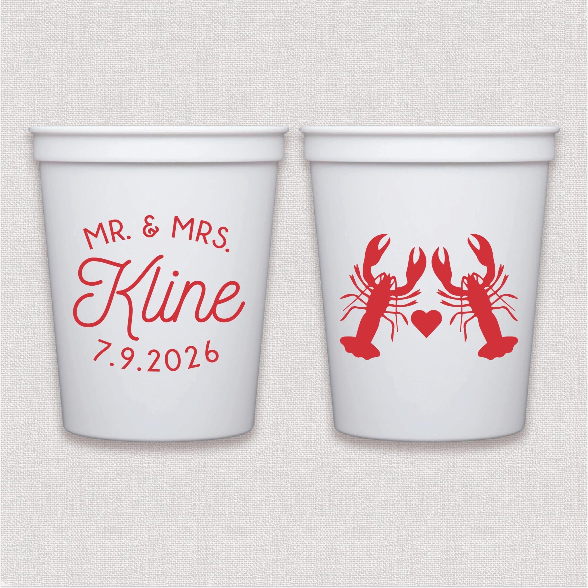 Personalized Lobster Wedding Stadium Cups