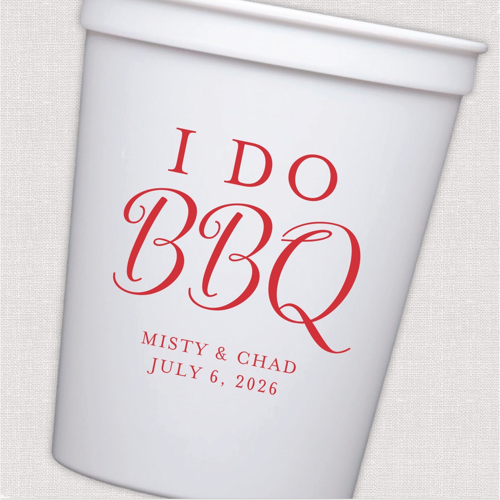 I Do BBQ Rehearsal Dinner Wedding Stadium Cups