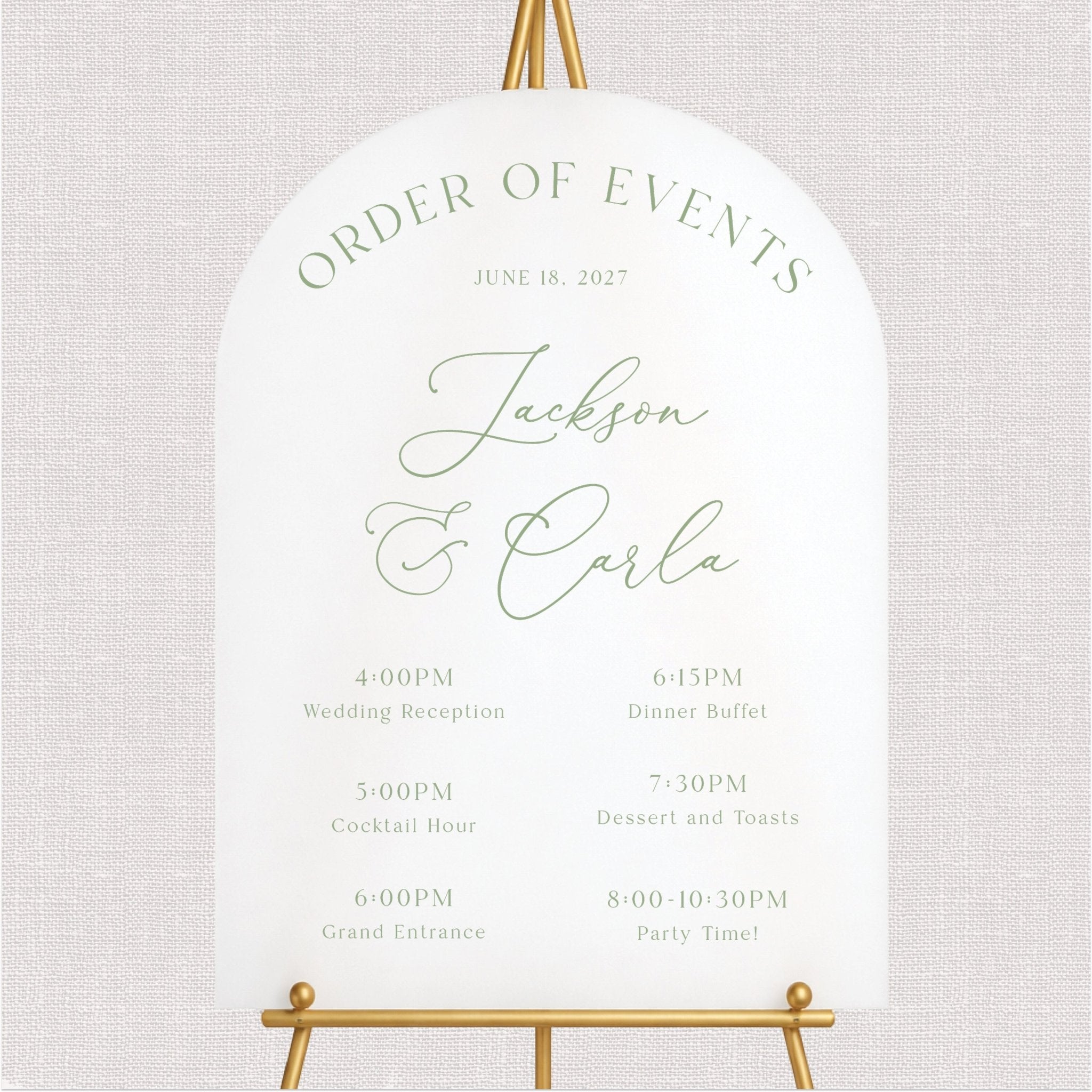 Modern Order of Events Sign