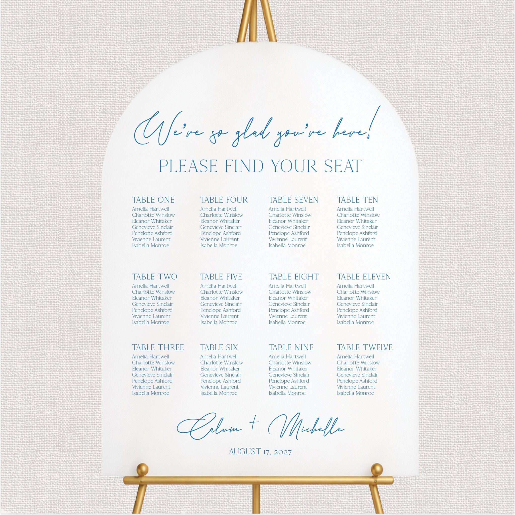 We're So Glad You're Here! Wedding Seating Chart Sign