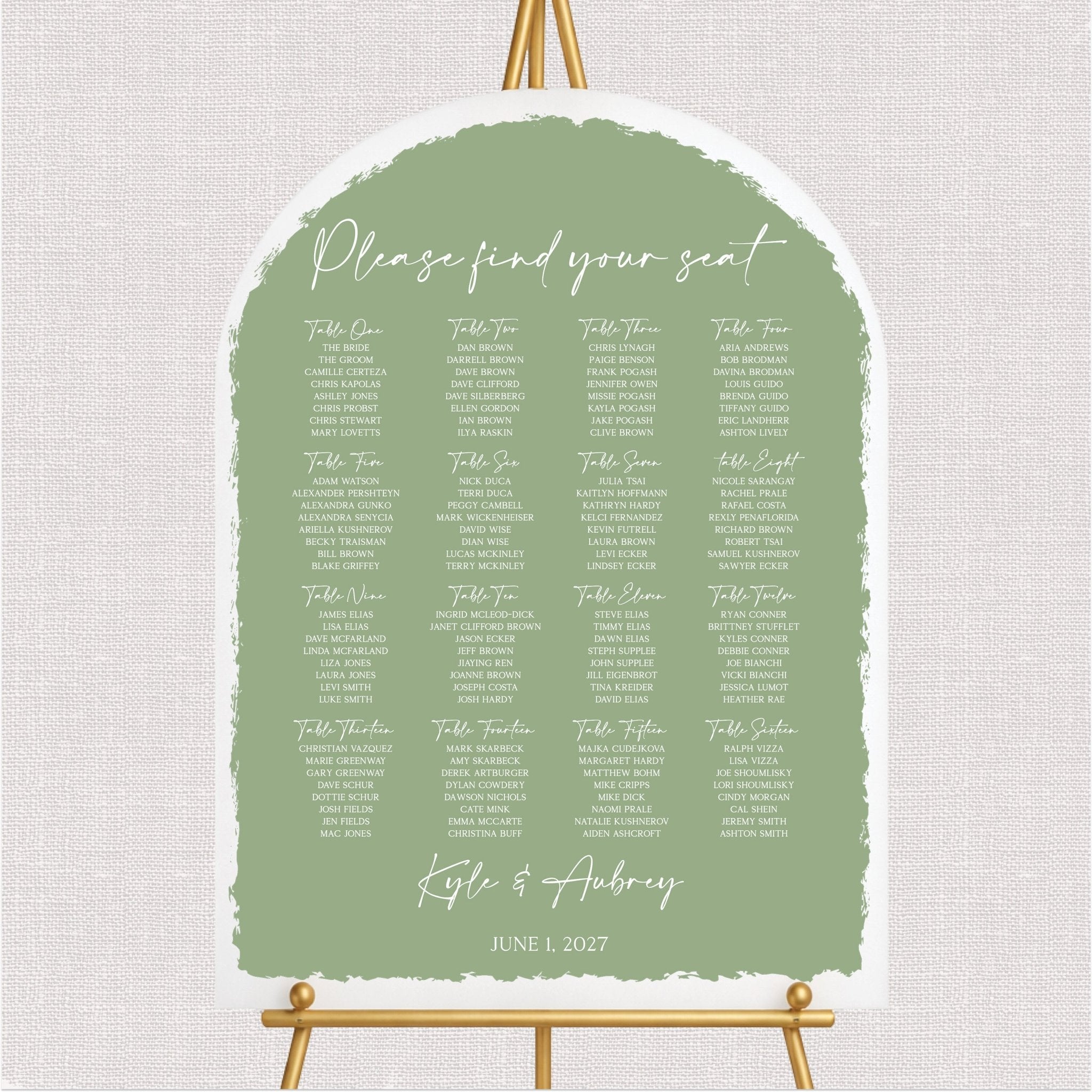 Colored Back Wedding Seating Chart Sign
