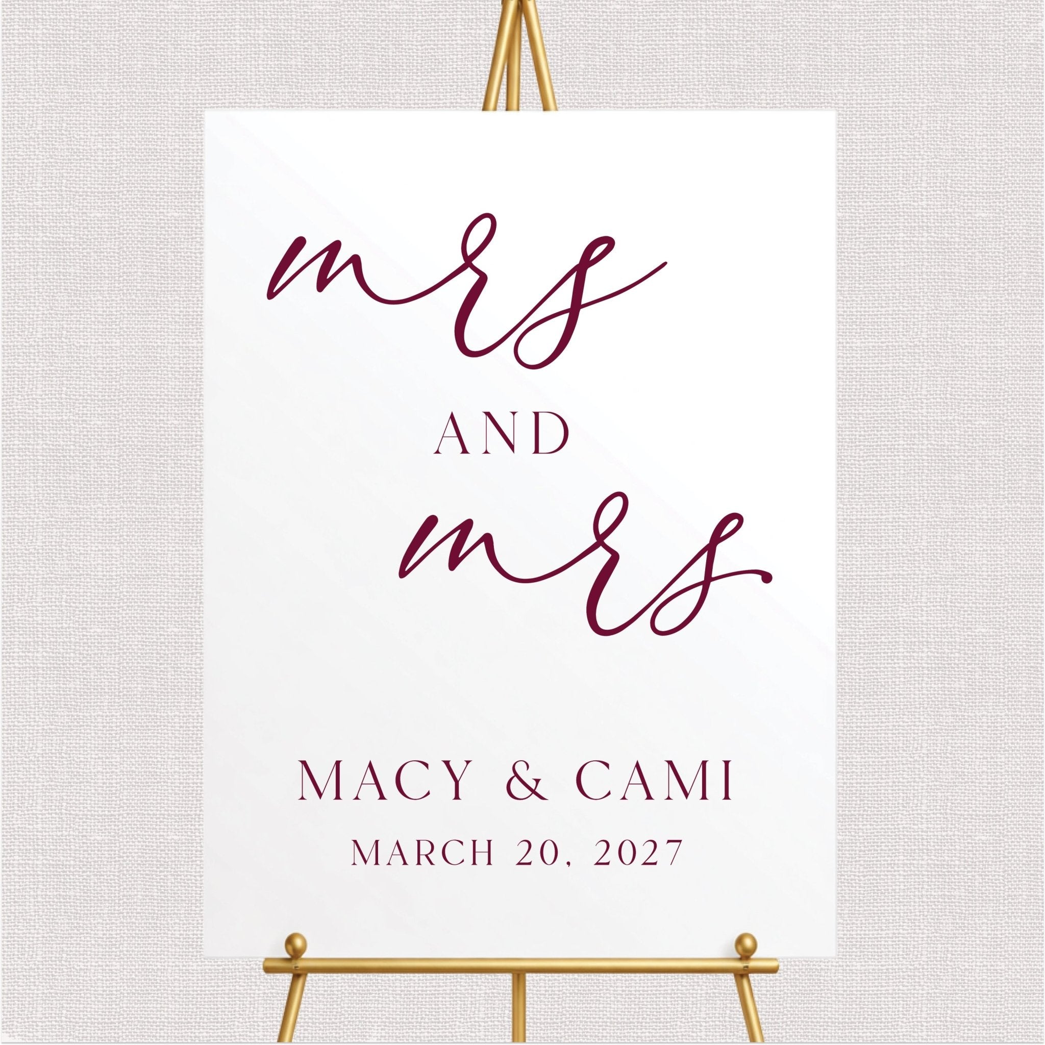 Mr & Mr LGBTQ Wedding Welcome Sign