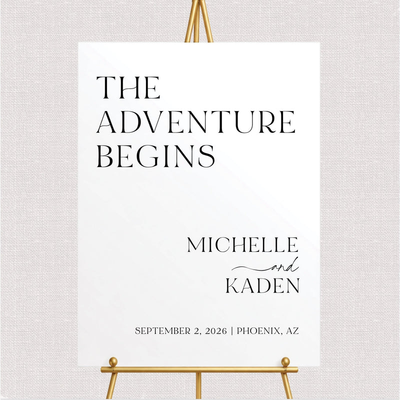 The Adventure Begins Wedding Welcome Sign