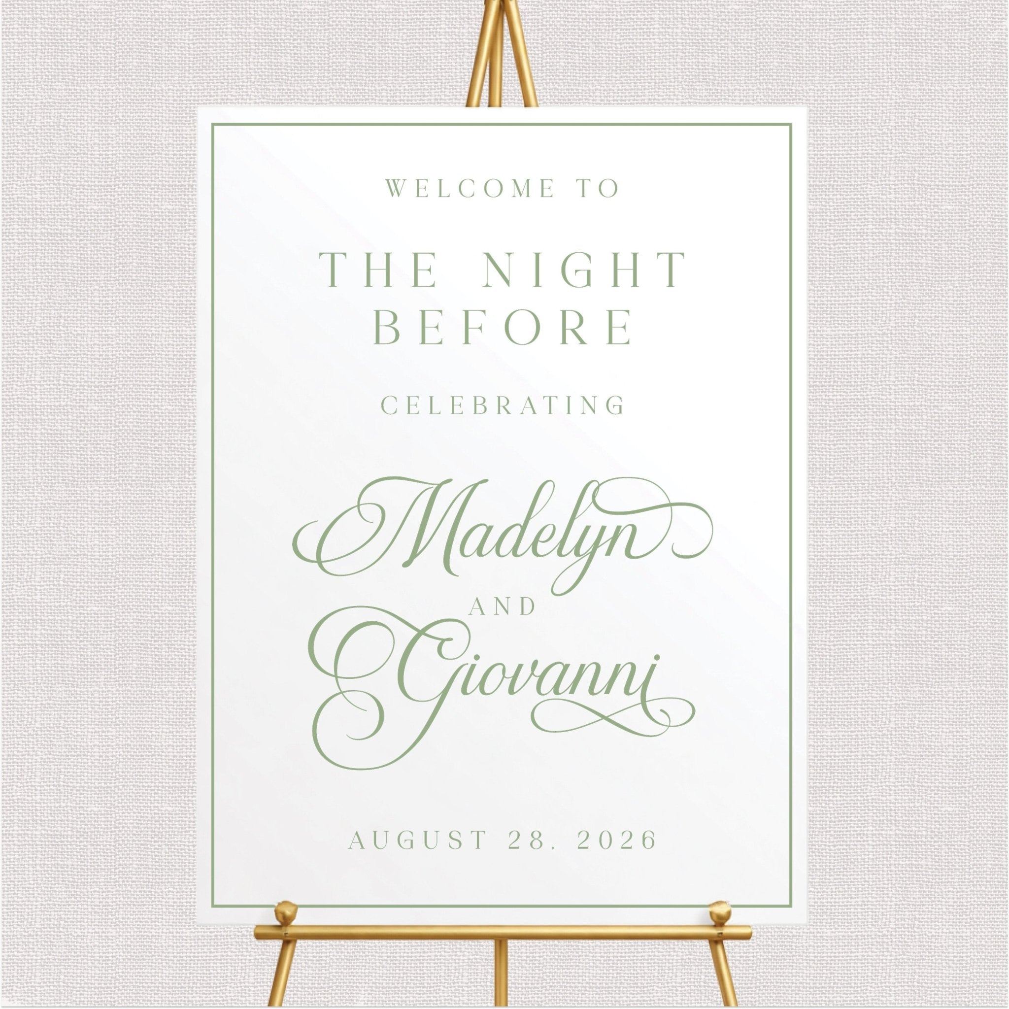Elegant Night Before Rehearsal Dinner Welcome Sign