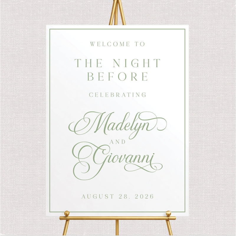 Elegant Night Before Rehearsal Dinner Welcome Sign