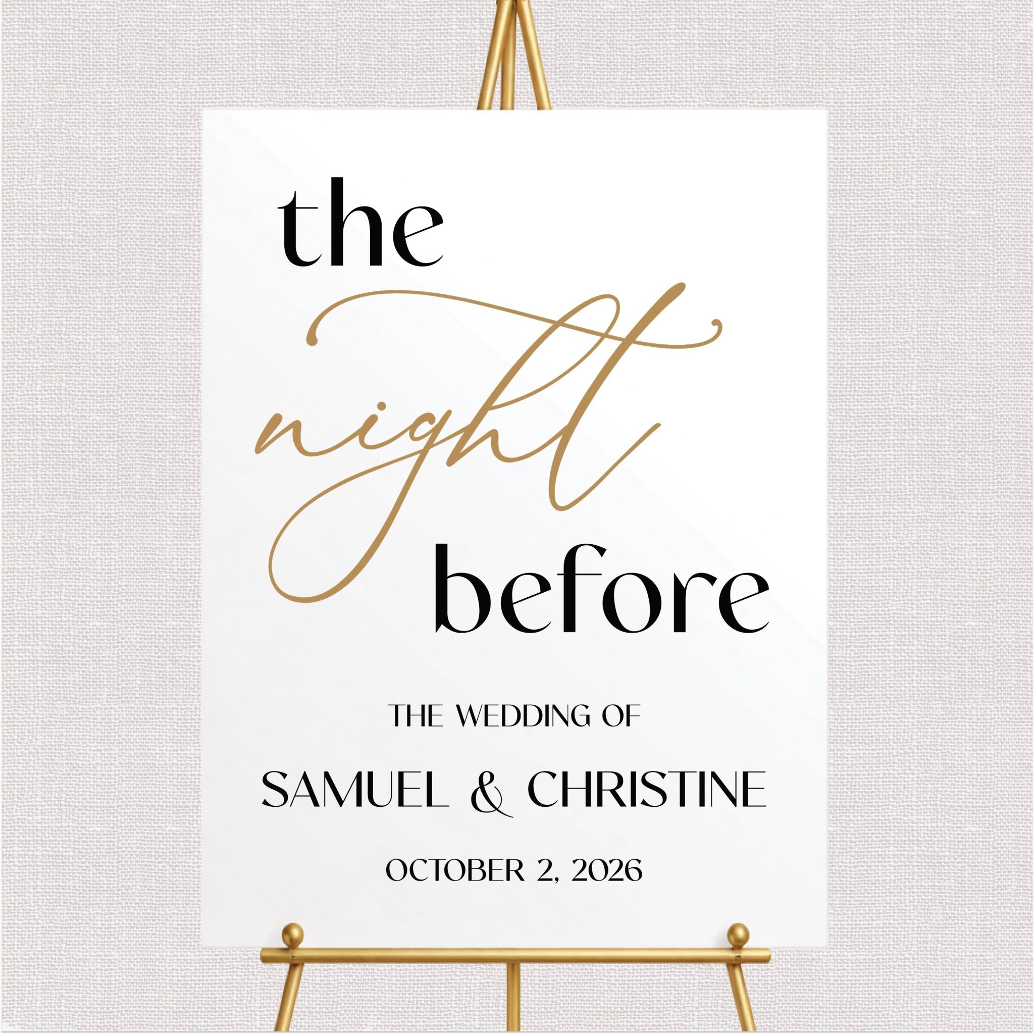 The Night Before Personalized Rehearsal Sign
