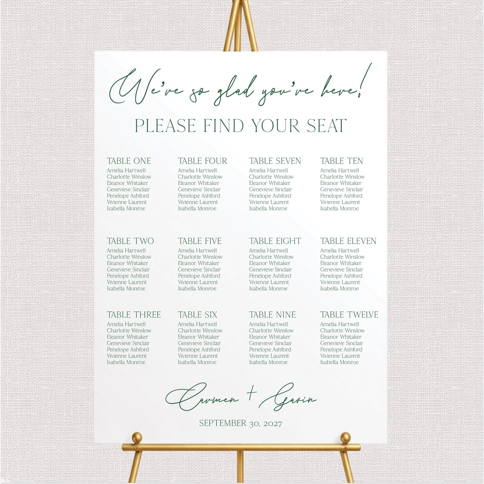 We're So Glad You're Here! Wedding Seating Chart Sign