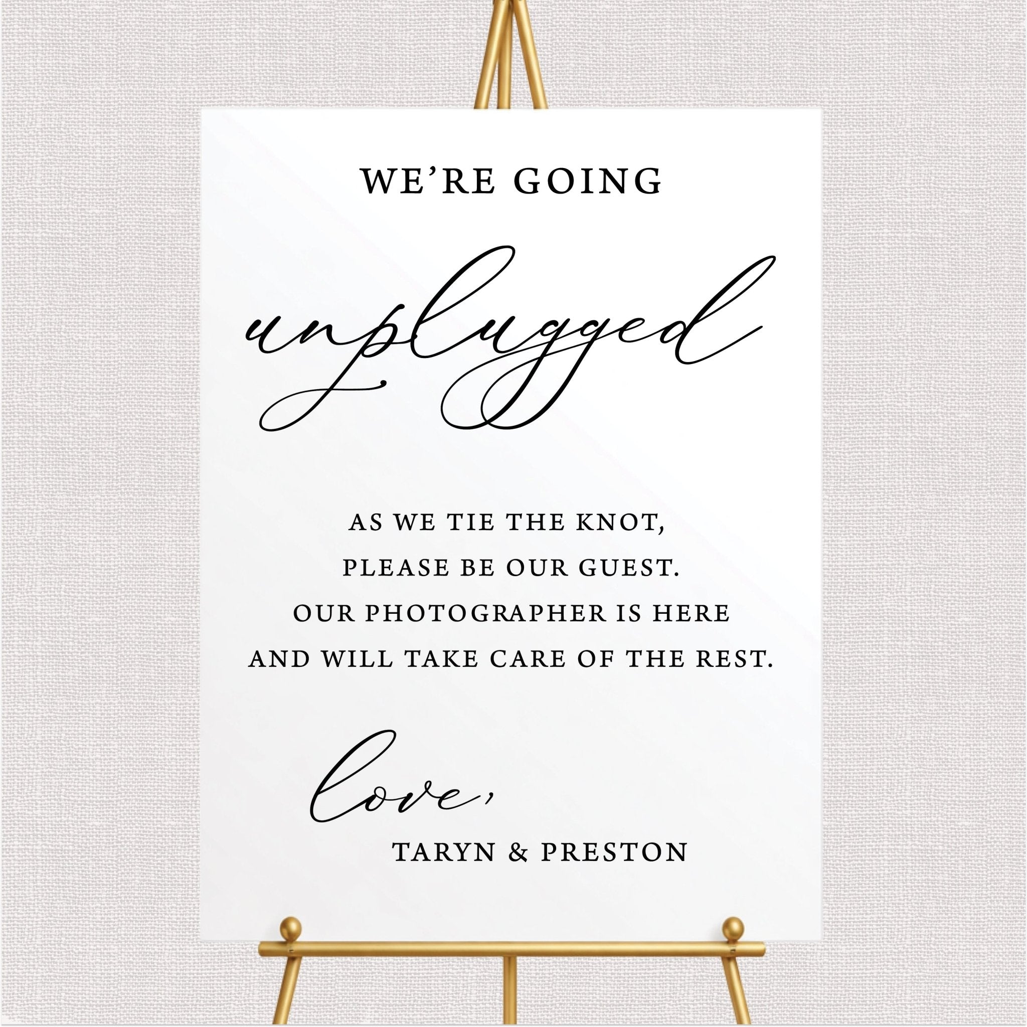 We're Going Unplugged Ceremony Sign