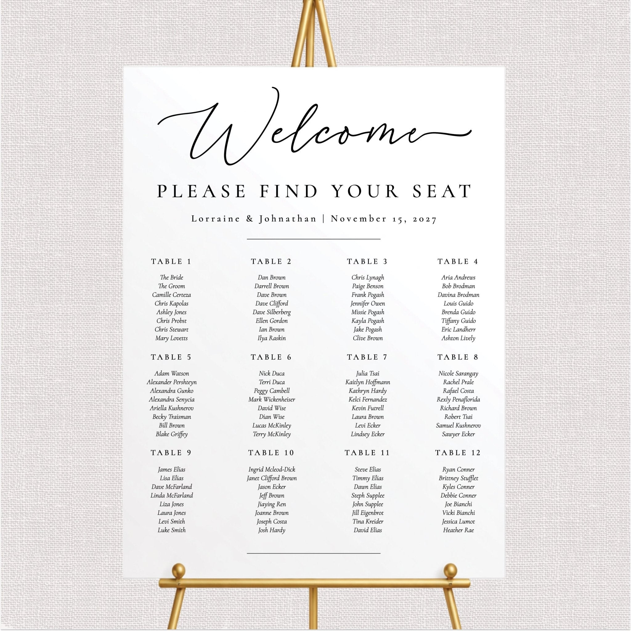 Please Find Your Seat Wedding Seating Chart