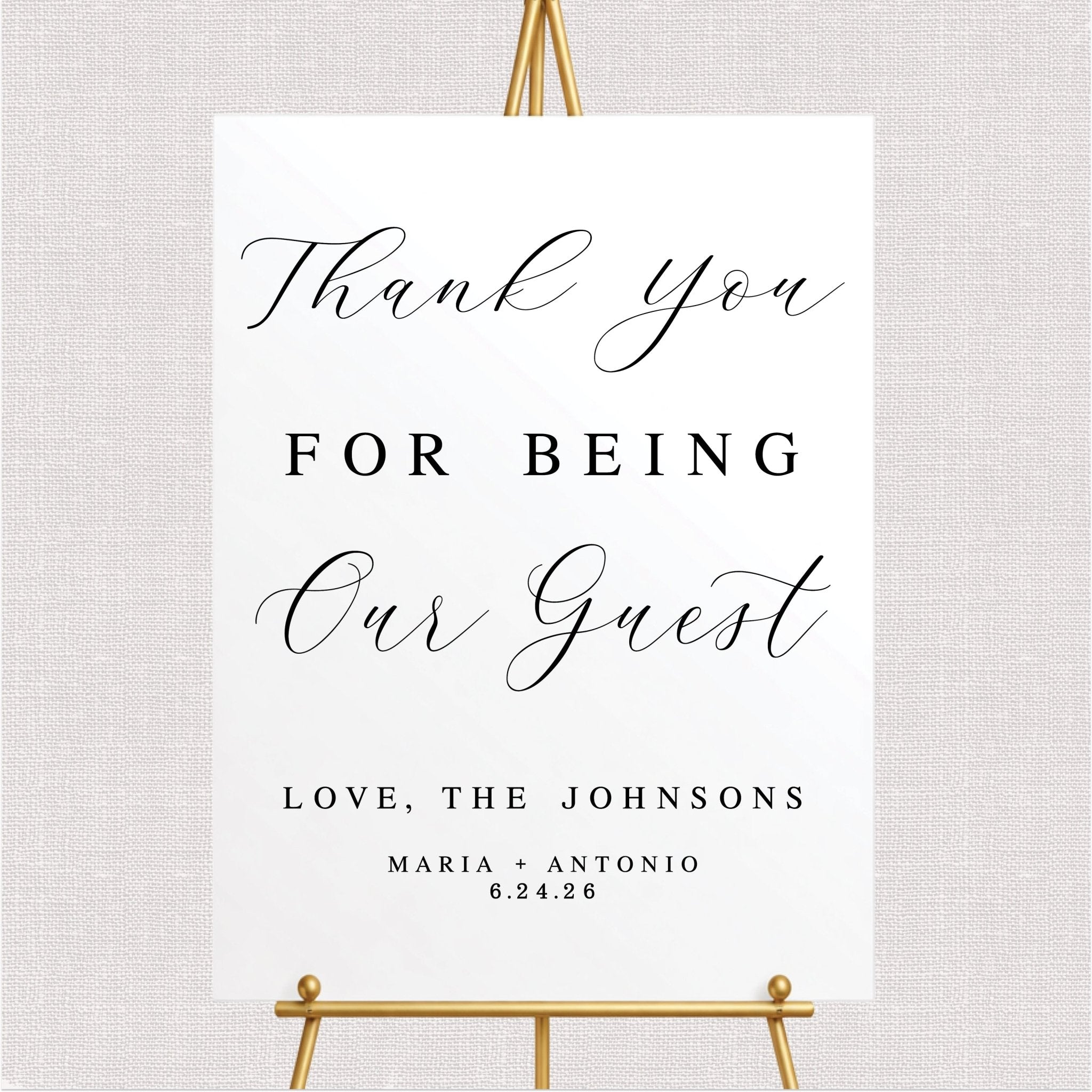 Thank You For Being Our Guest Ceremony Sign
