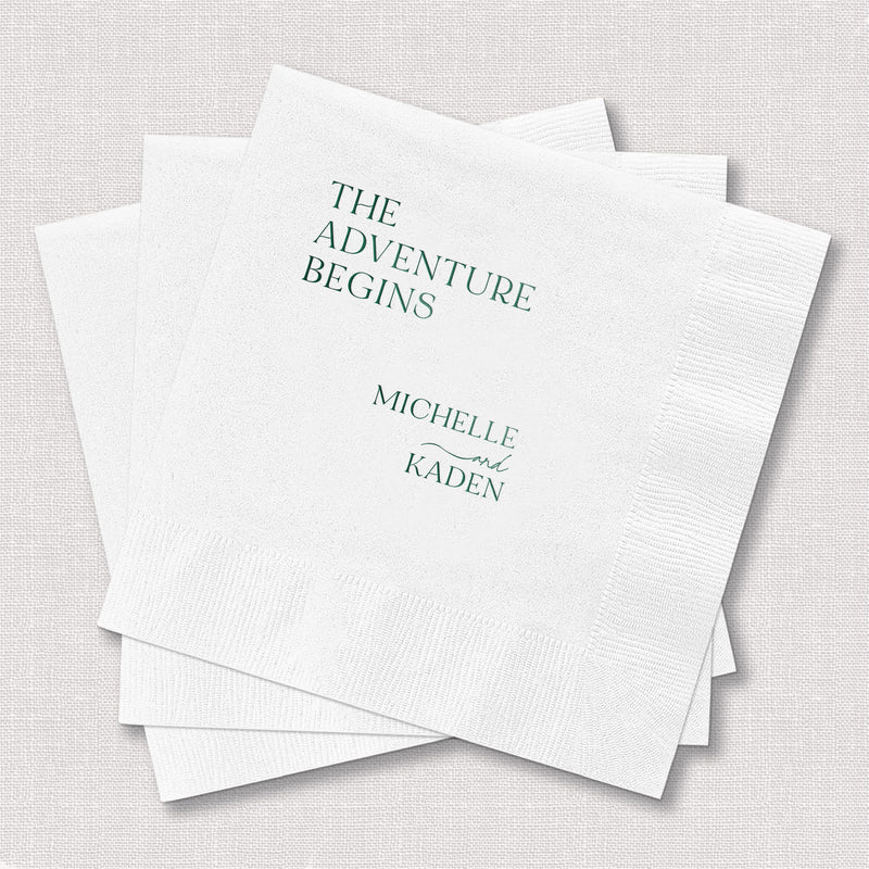The Adventure Begins Wedding Napkins