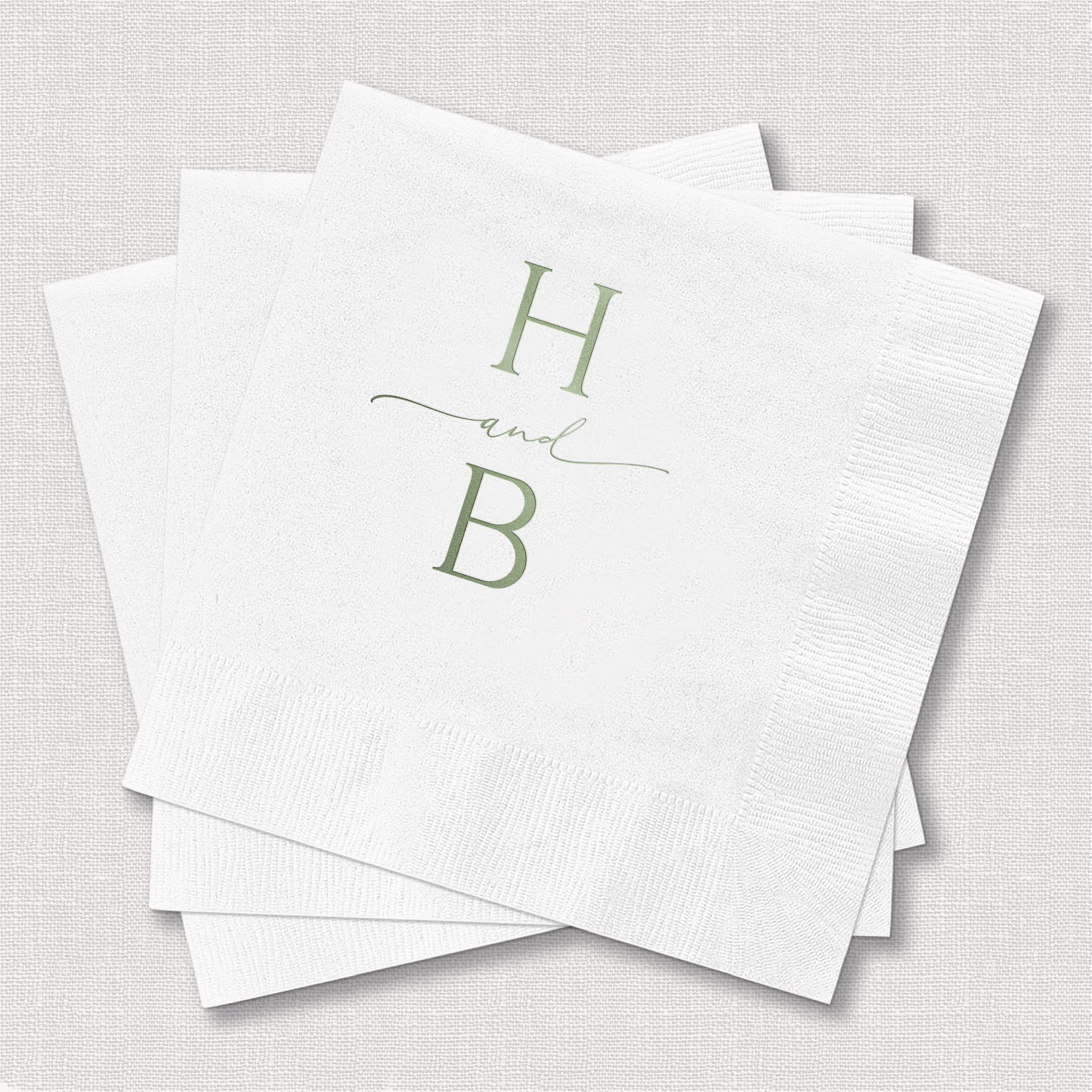 Minimal Script Monogram Wedding Napkins