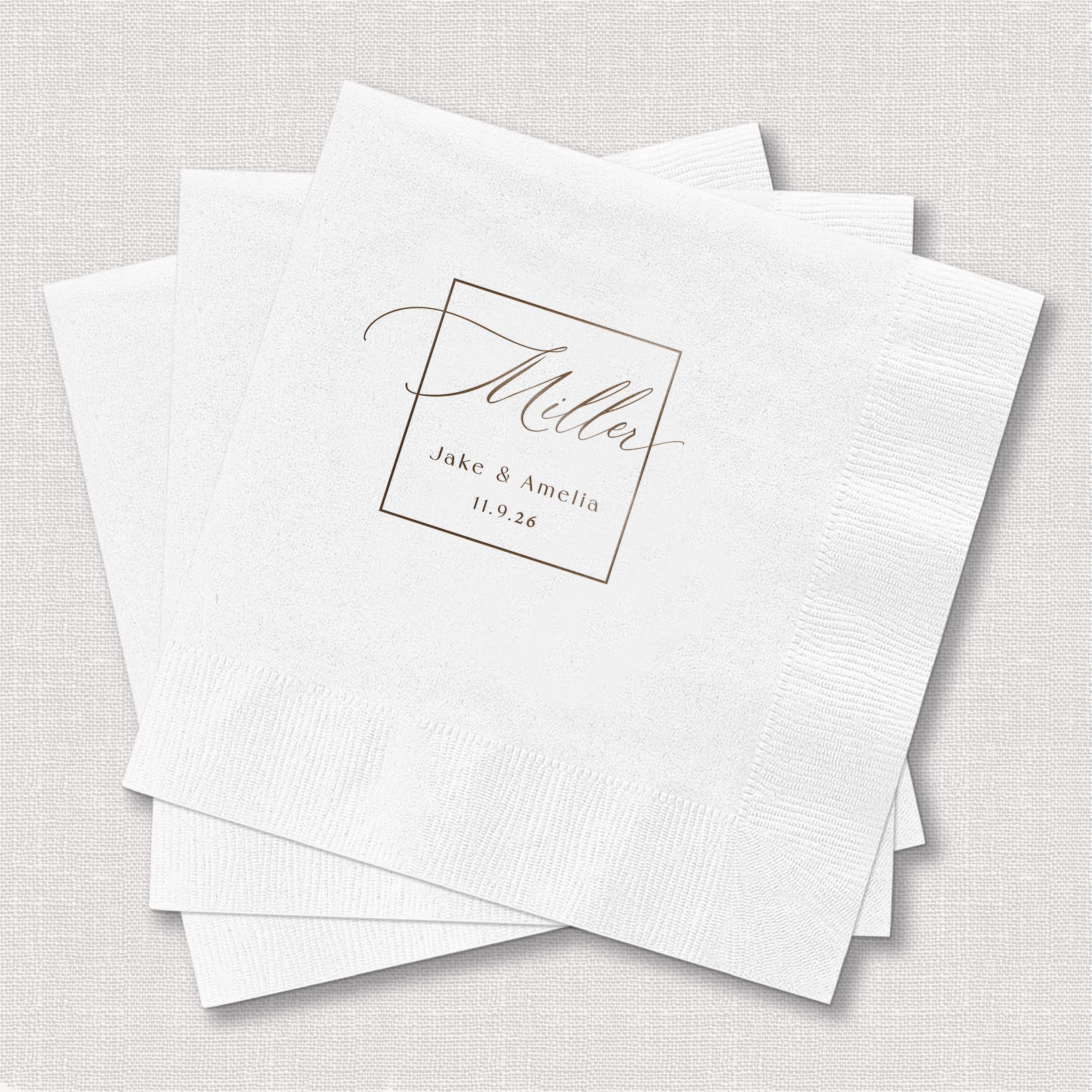 Square Monogram Napkins for Wedding Reception