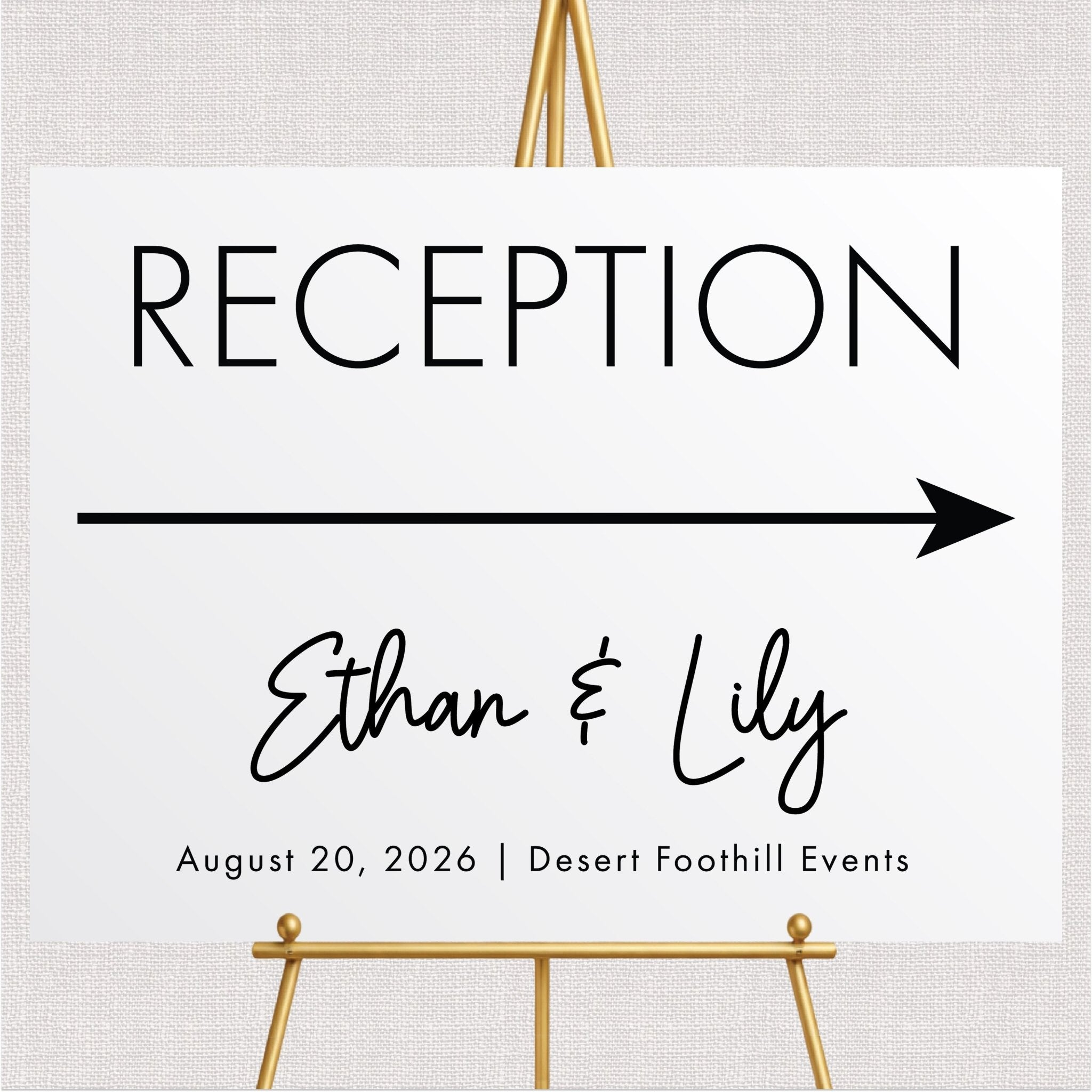 Modern Reception Directional Wedding Ceremony Sign