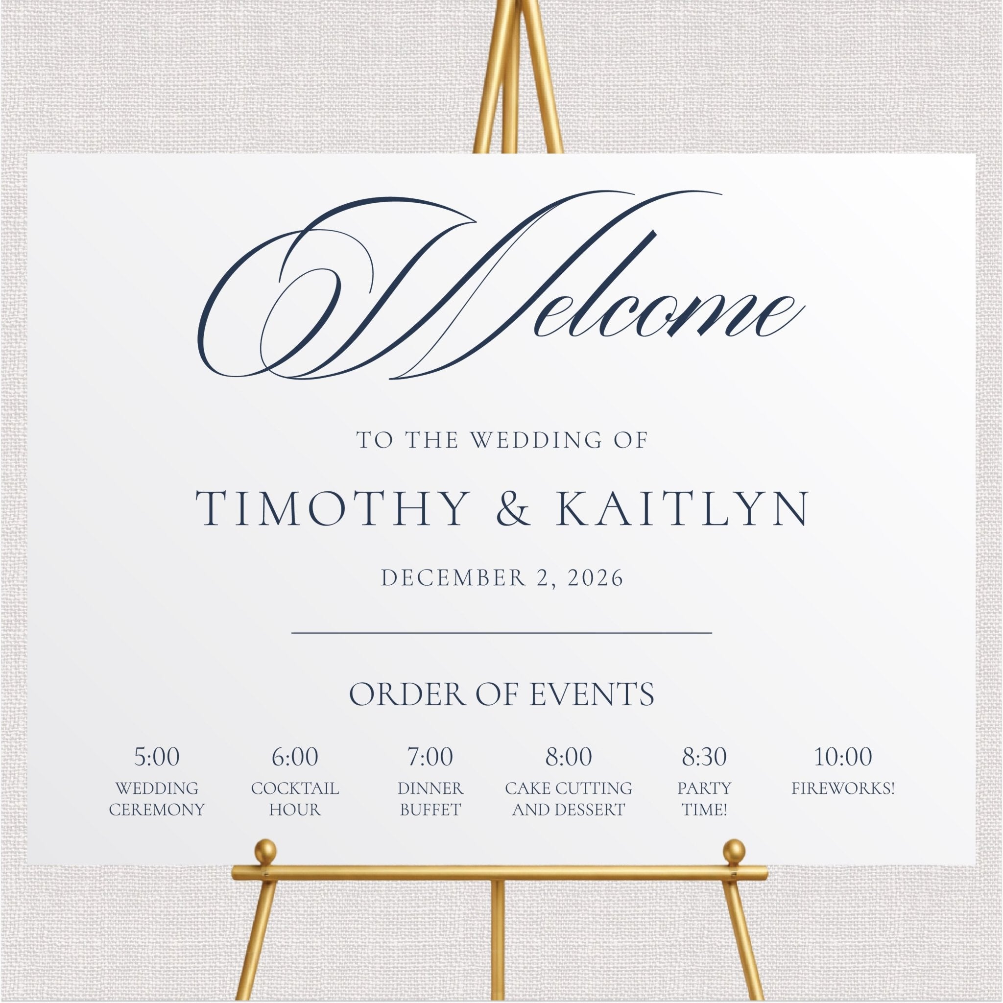 Landscape Order of Events Wedding Welcome Sign