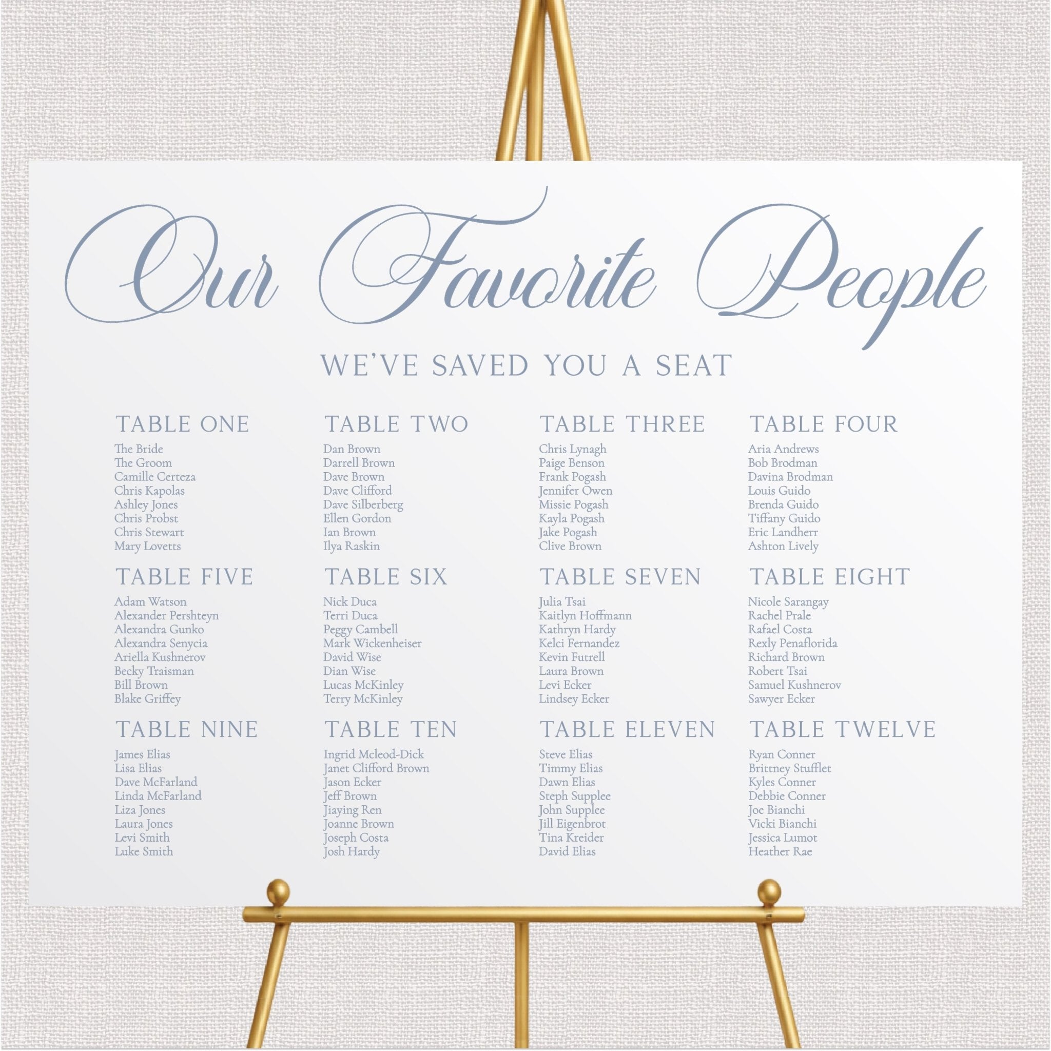 Our Favorite People Wedding Seating Chart