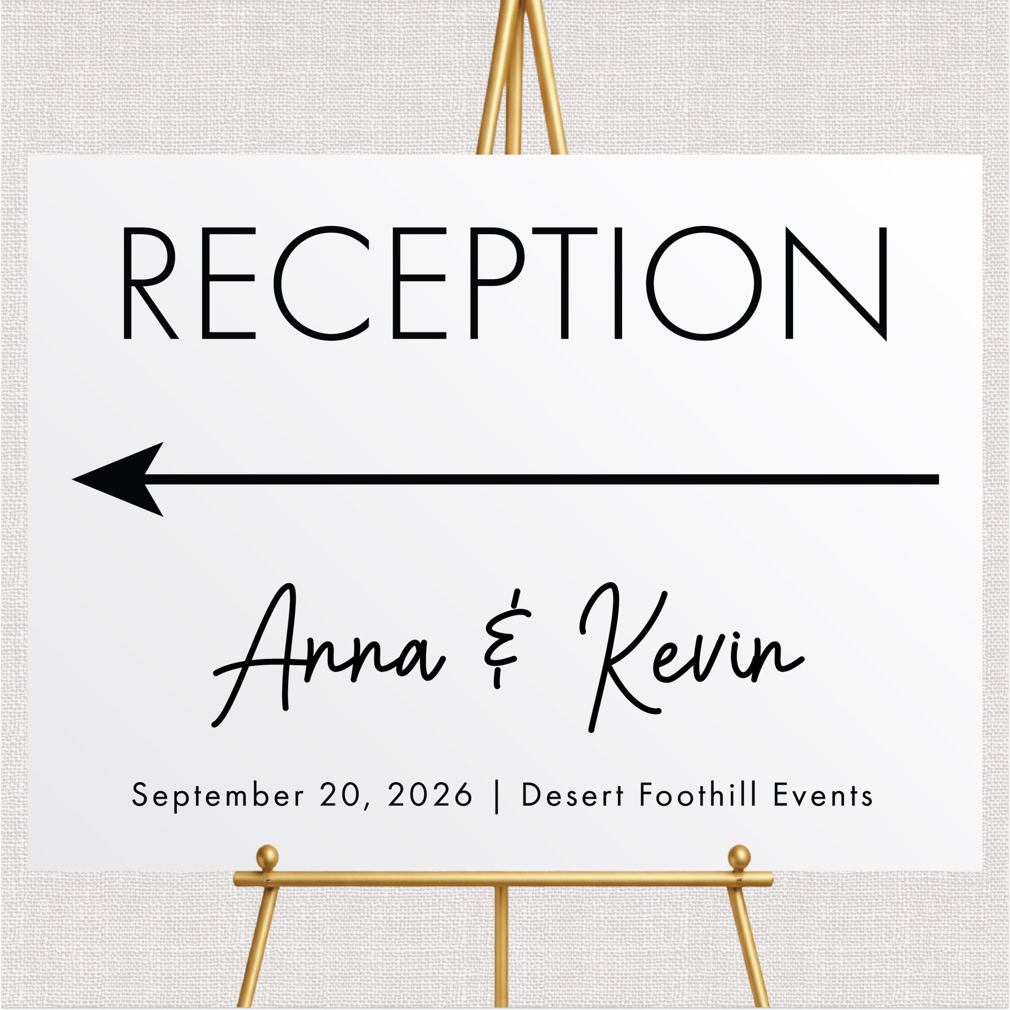 Modern Reception Directional Wedding Ceremony Sign