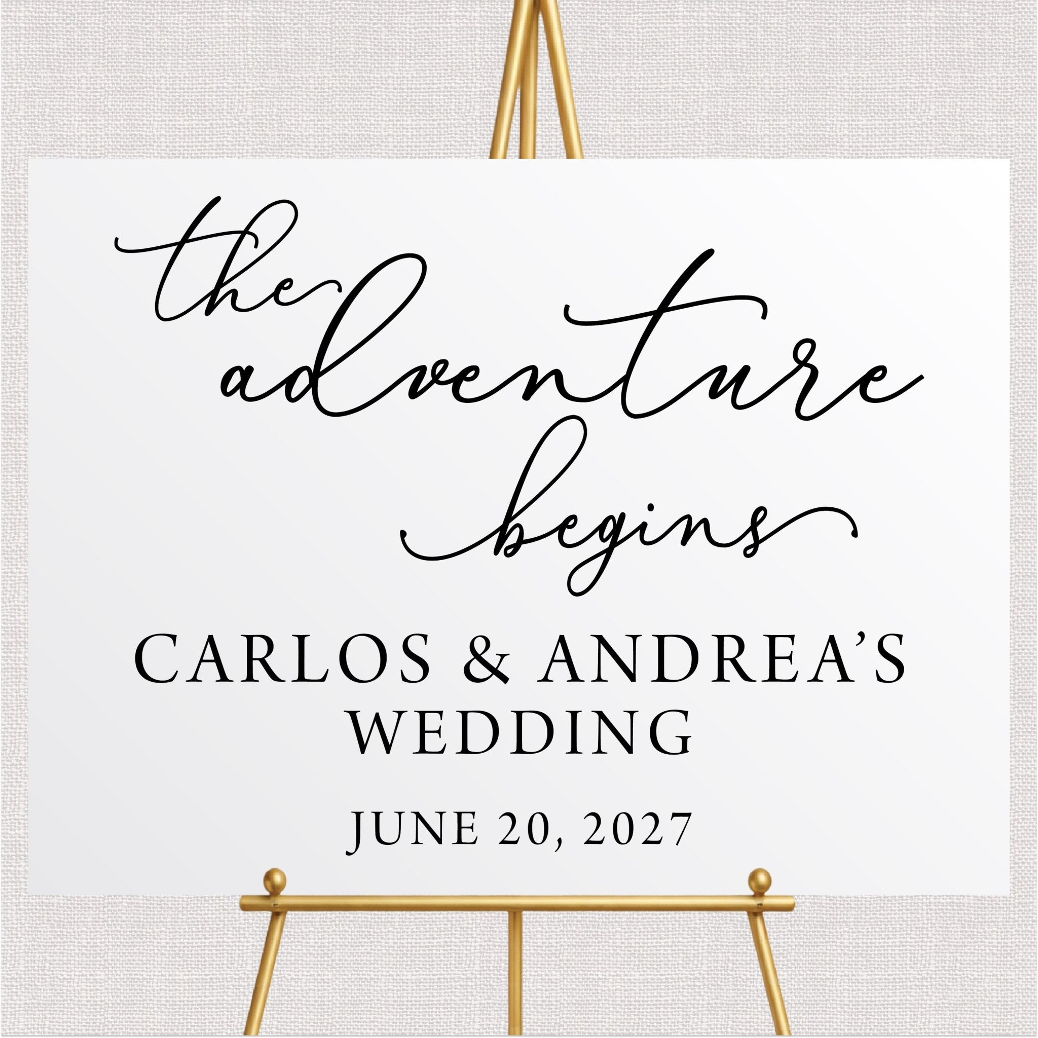 The Adventure Begins Wedding Welcome Sign