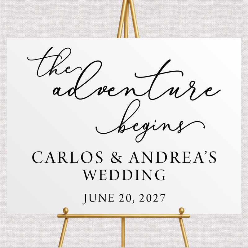 The Adventure Begins Wedding Welcome Sign