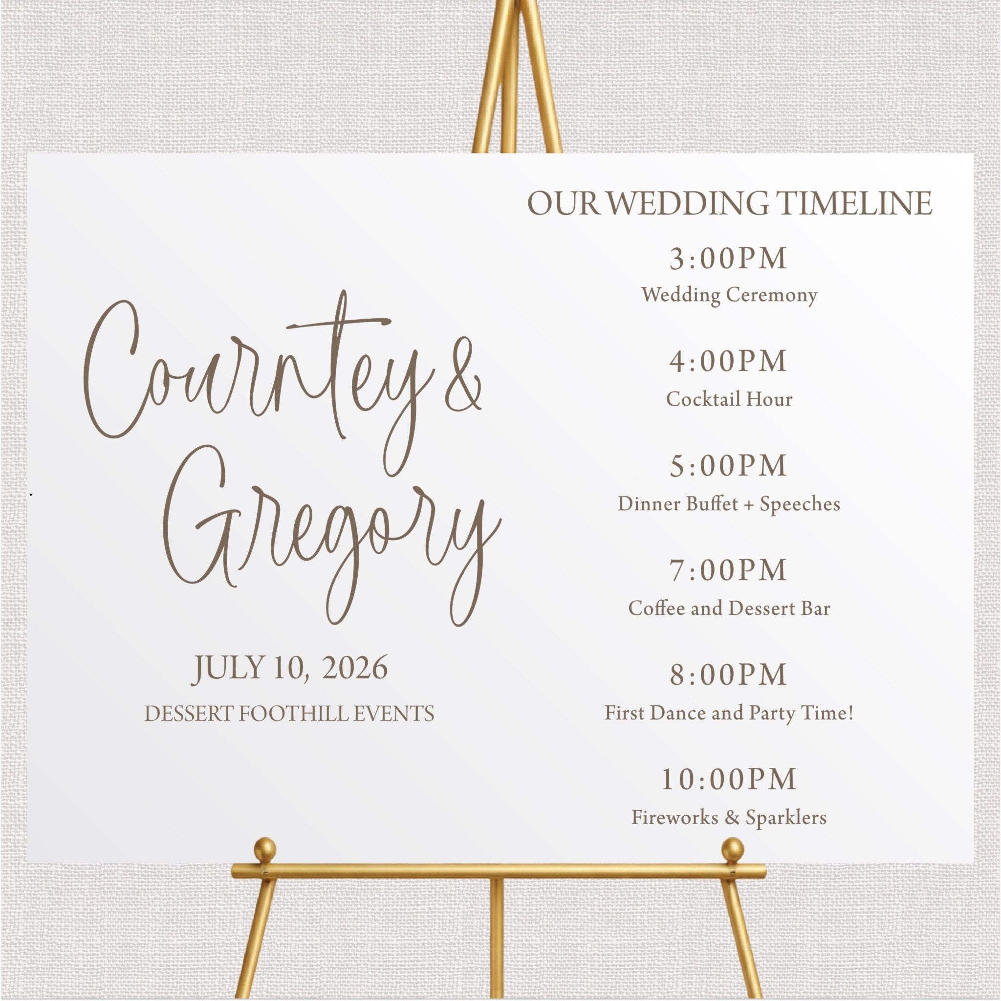 Boho Order of Events Welcome Sign