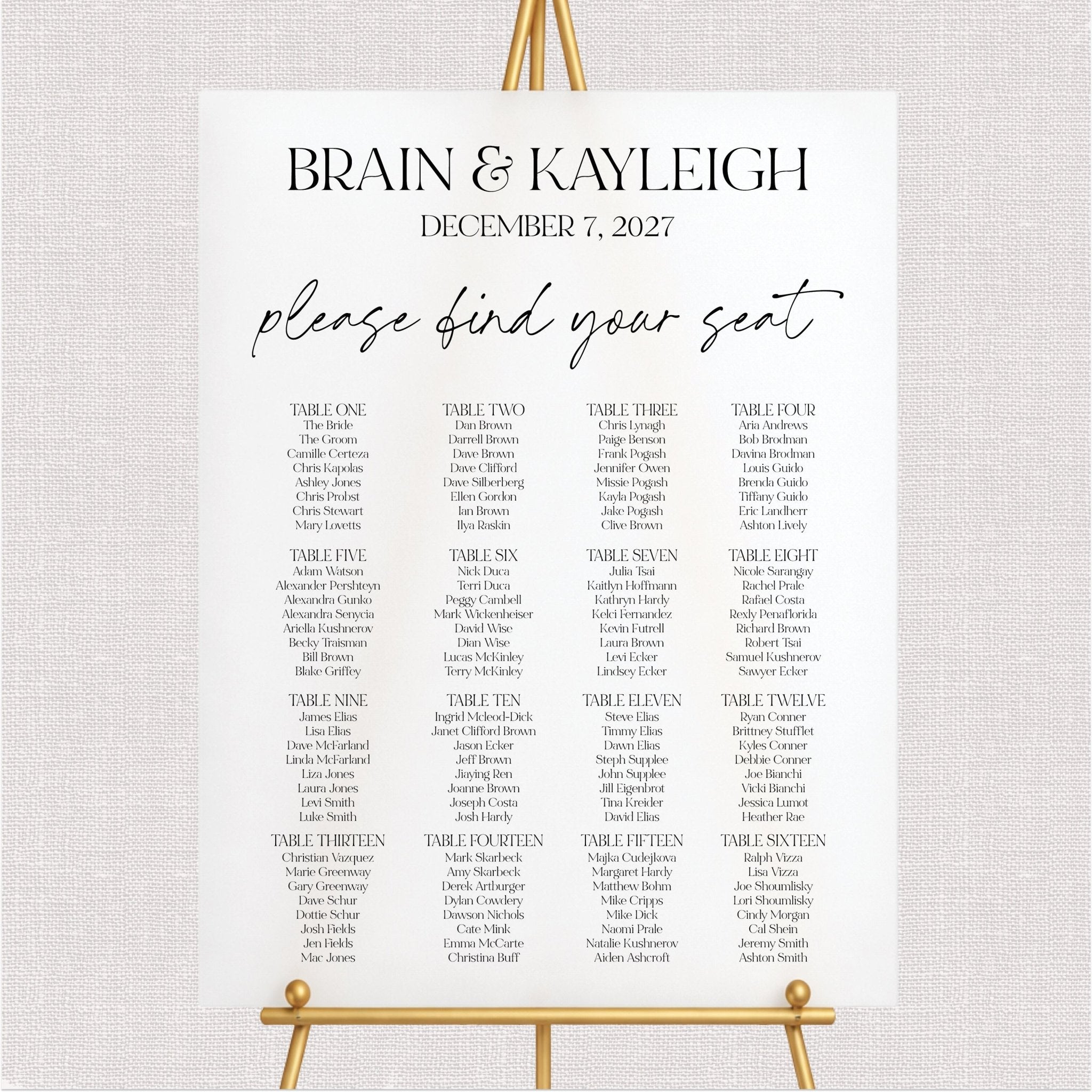 Simple Wedding Seating Chart Sign