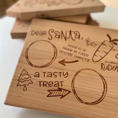 Santa Treat Tray Engraved Cherry Board | Christmas Eve Cookie Plate (Ready to Ship)