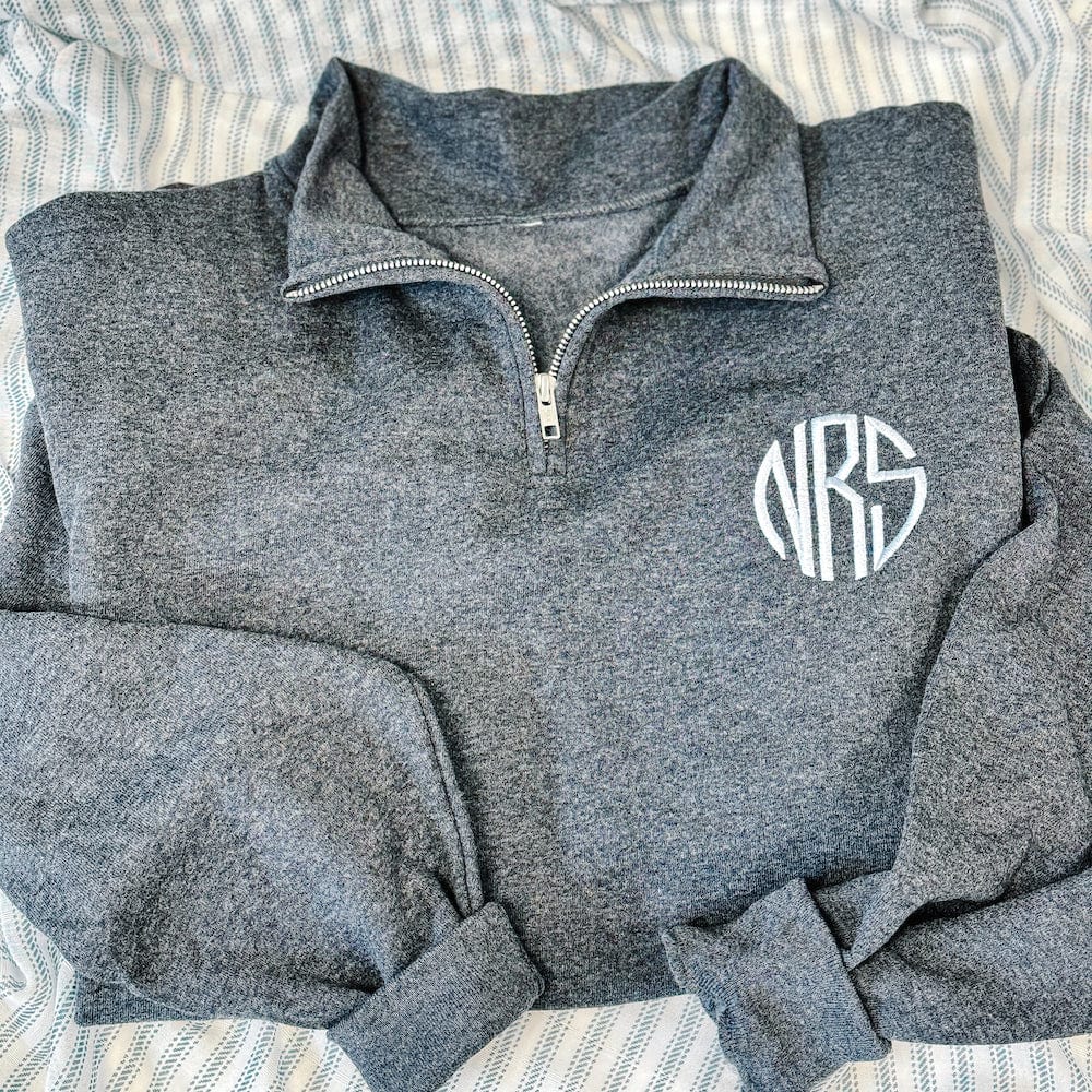 Monogrammed Quarter Zip Sweatshirt - Sweatshirt - Embroidery
