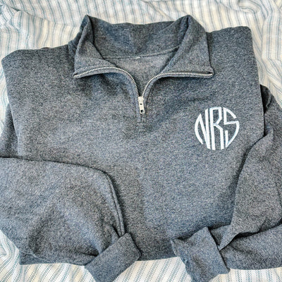 Monogrammed Quarter Zip Sweatshirt - Barn Street Designs