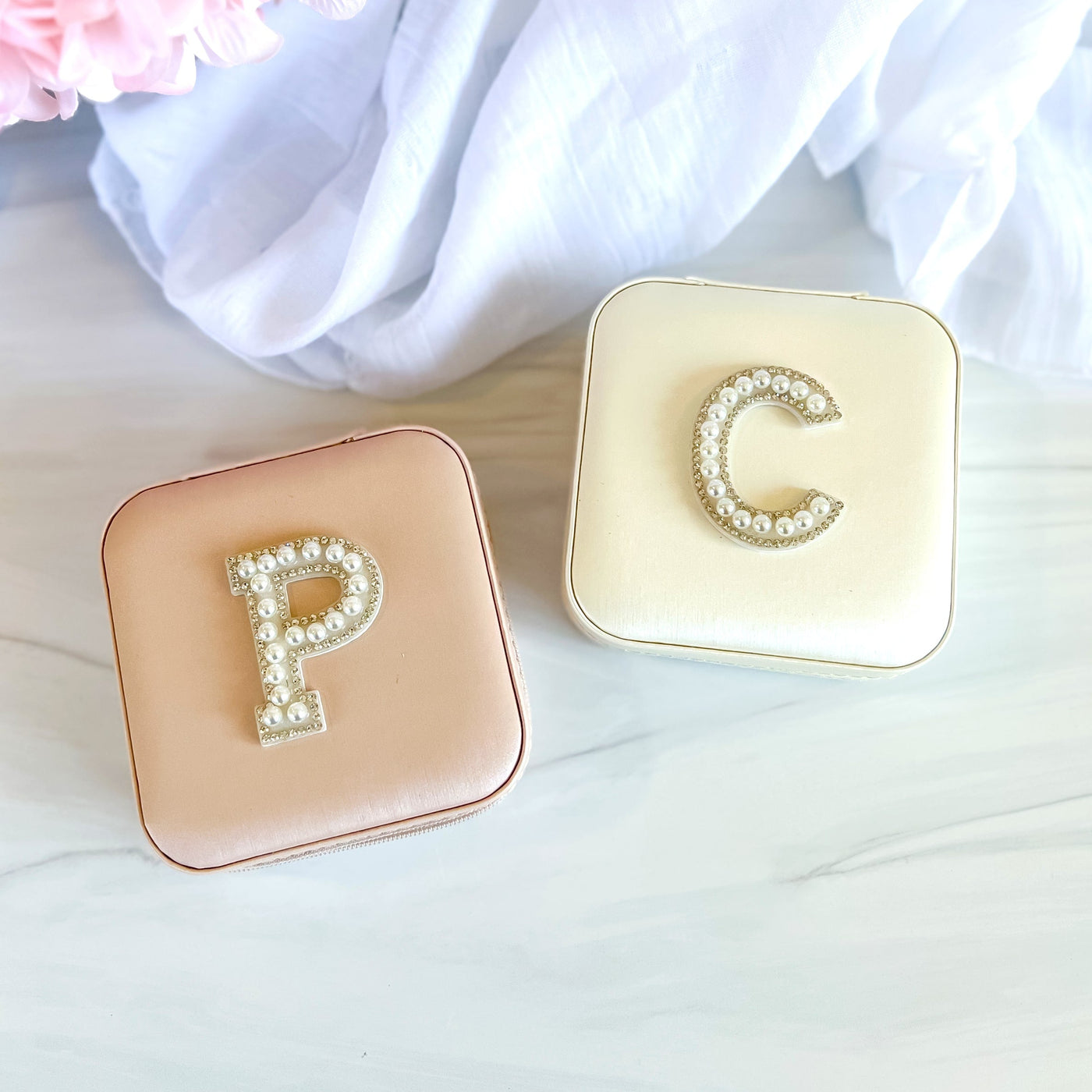 Pearl Initial Monogram Jewelry Box - Barn Street Designs