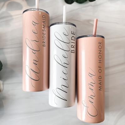 Bridal Party Skinny Tumbler with Straw - Barn Street Designs