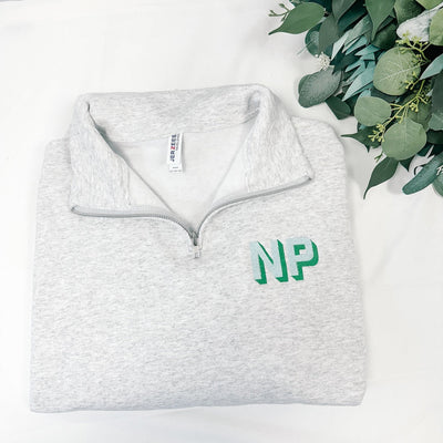 Monogrammed Quarter Zip Sweatshirt - Barn Street Designs