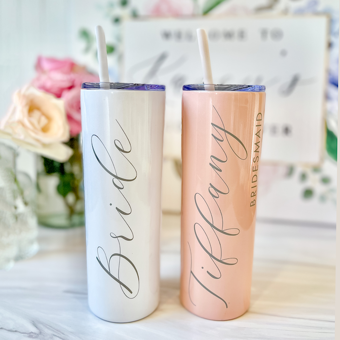 Bridal Party Skinny Tumbler with Straw - Barn Street Designs