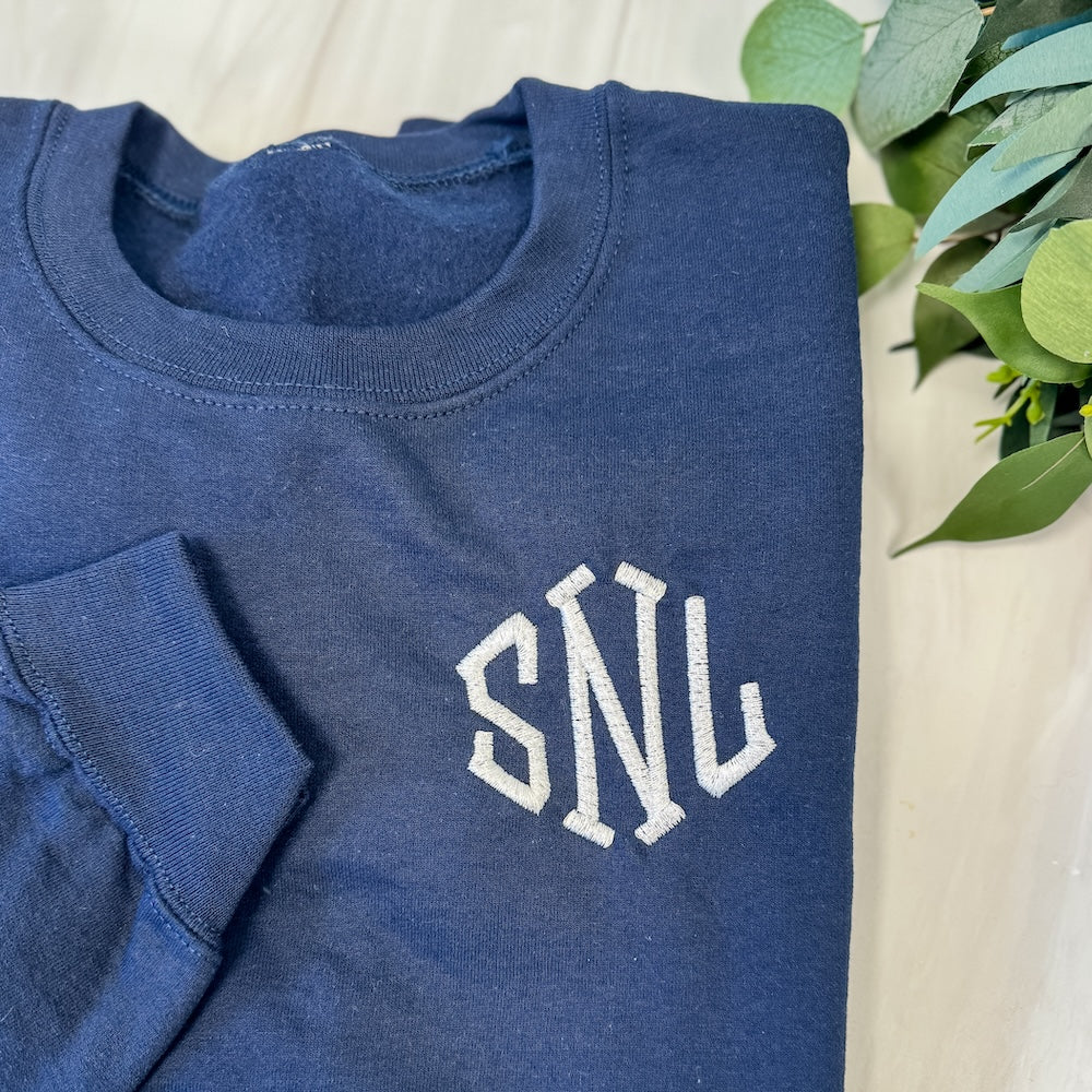 Monogrammed Embroidered Sweatshirt - Barn Street Designs