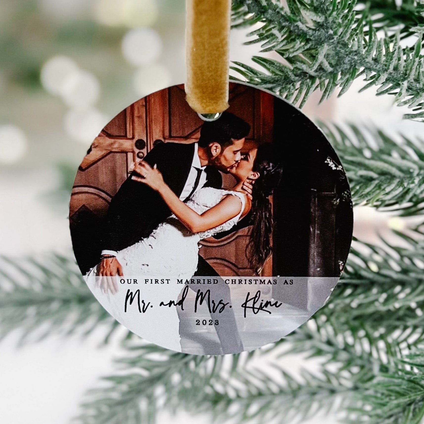 Our First Married Christmas Photo Ornament - Ornament - Acrylic