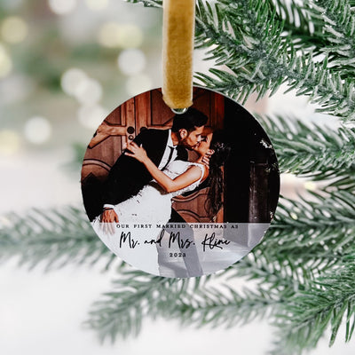 Our First Married Christmas Photo Ornament