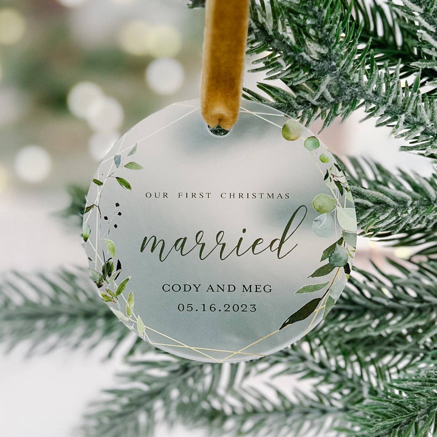 First Christmas Married Ornament - Greenery