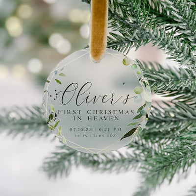 First Christmas in Heaven Memorial Ornament - Greenery