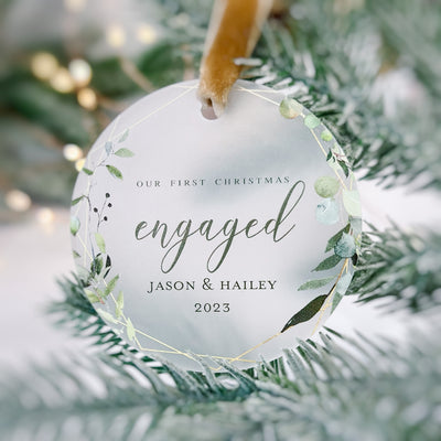 First Engaged Christmas Ornament - Greenery