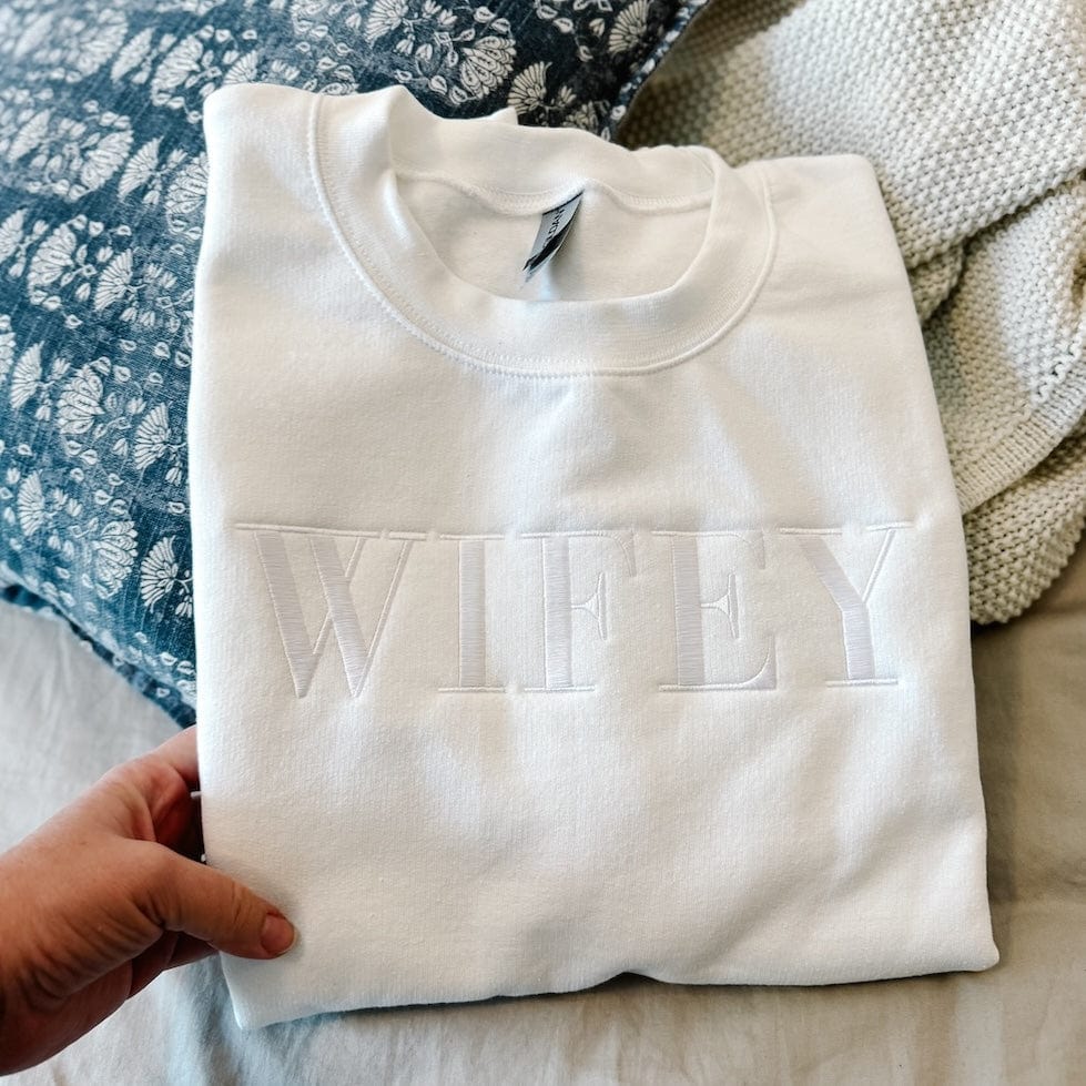Wifey Personalized Crewneck Sweatshirt - Sweatshirt - Embroidery