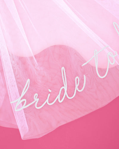 Bride To Be Veil - white embroidered veil