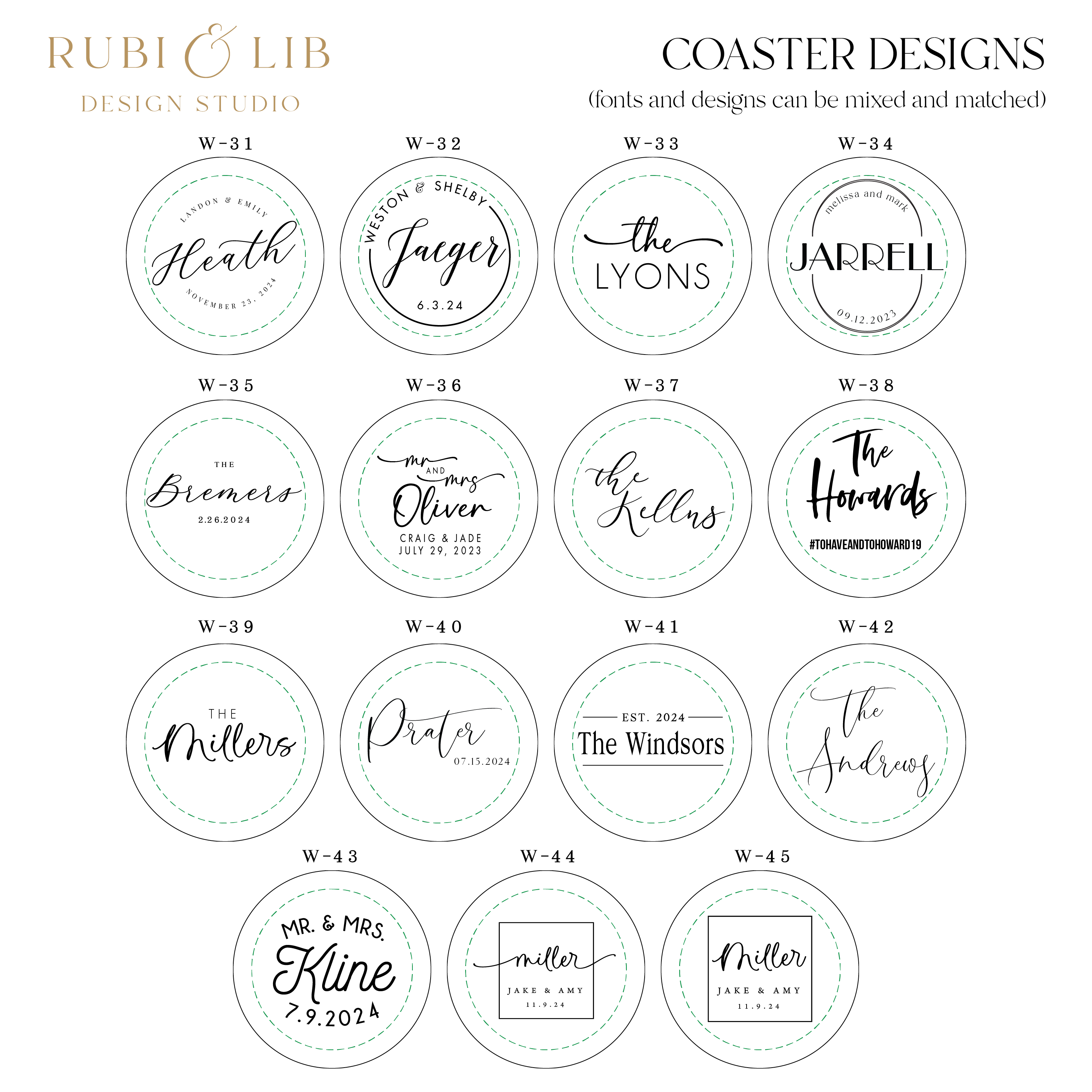 Last Name Personalized Wedding Coasters - Coasters