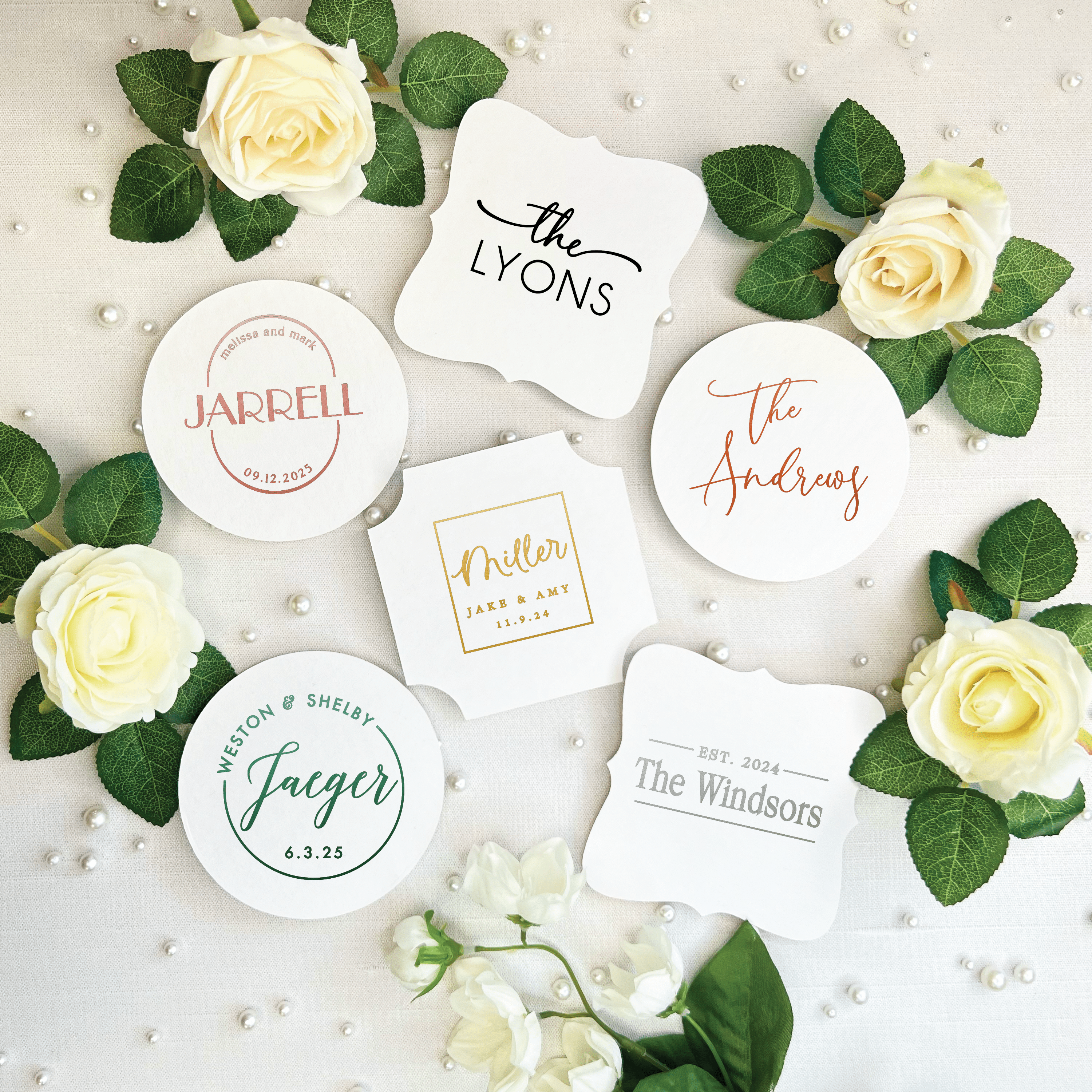 Last Name Personalized Wedding Coasters - Coasters