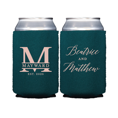 Last Name Monogram Wedding Can Cooler for Reception