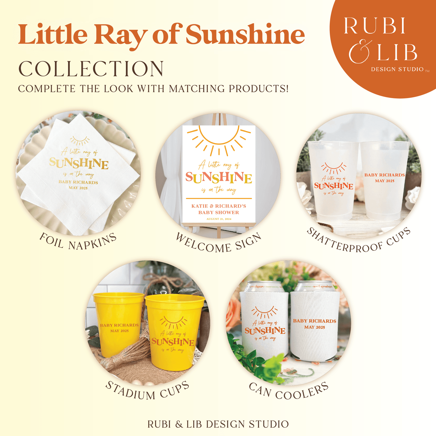 Little Ray of Sunshine Baby Shower Stadium Cups