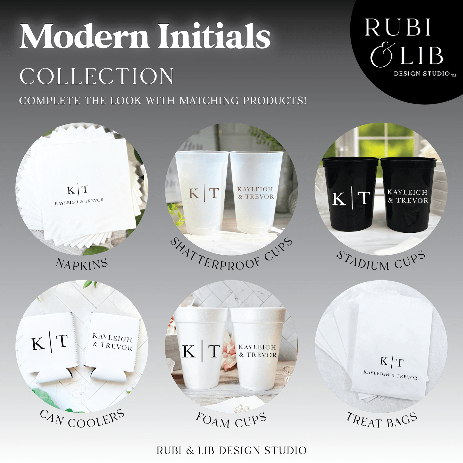 First Names and Initials Wedding Can Coolers - Can Cooler