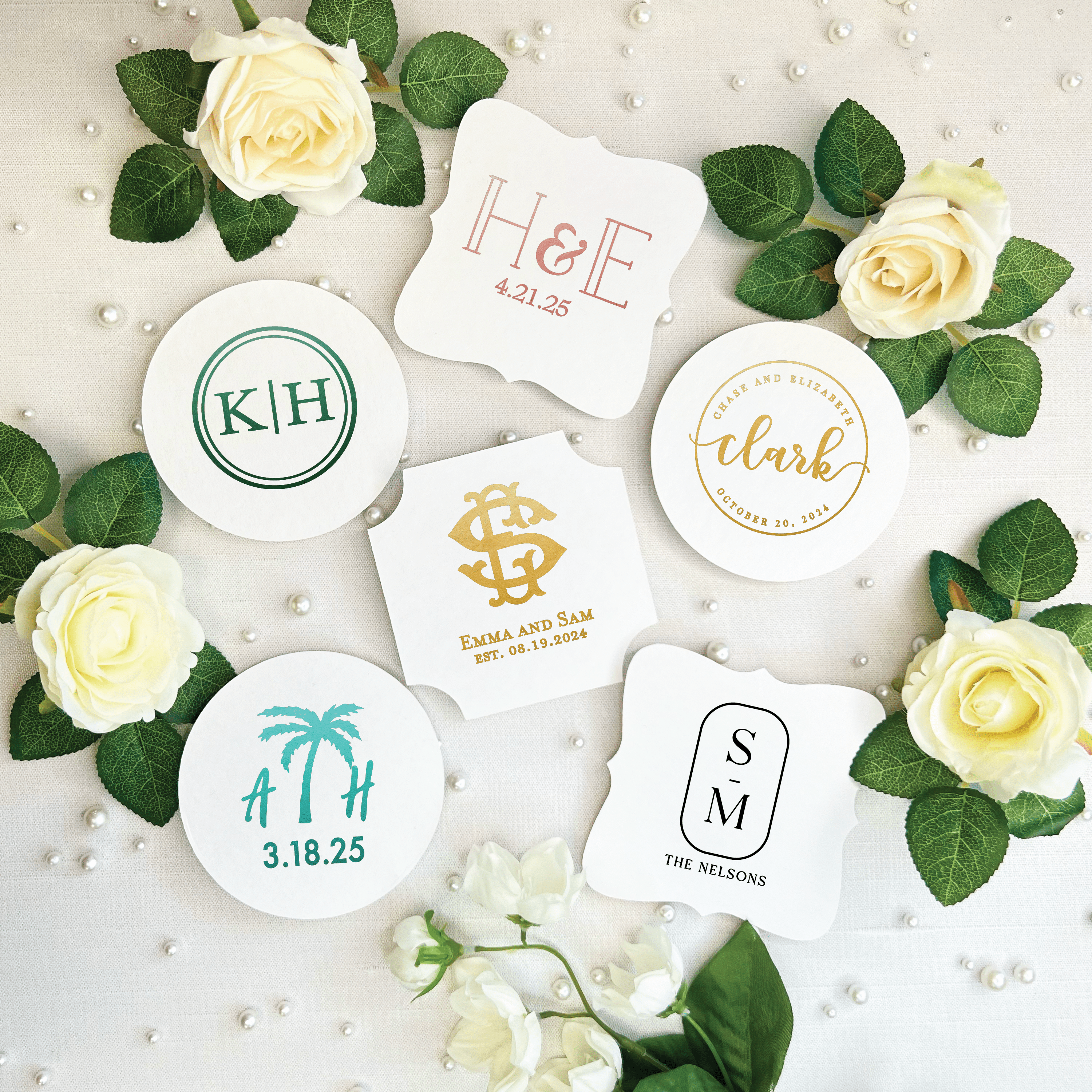 Personalized Wedding Monogram Coasters - Coasters