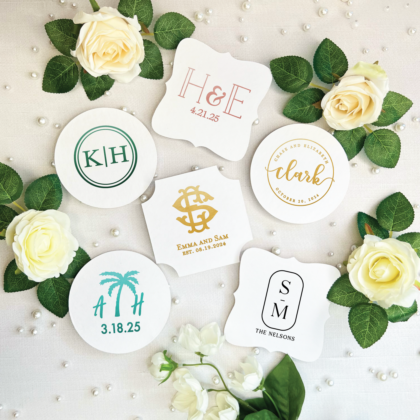 Personalized Wedding Monogram Coasters