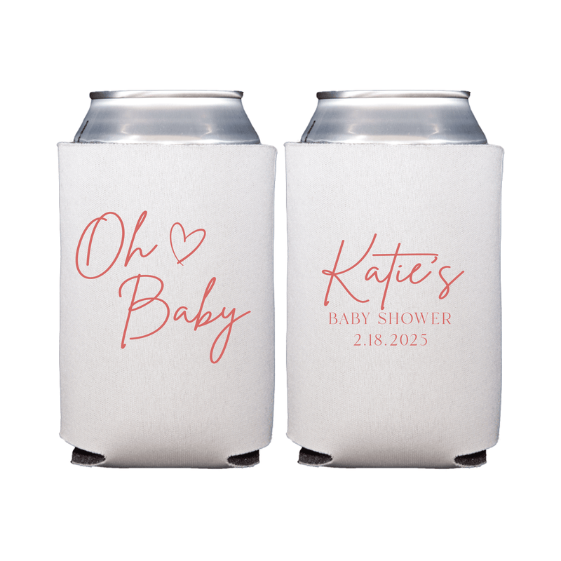 Oh Baby Personalized Baby Shower Can Cooler - Can Cooler